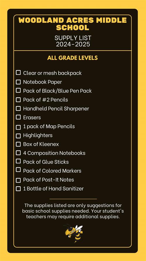 WAMS School Supply List English